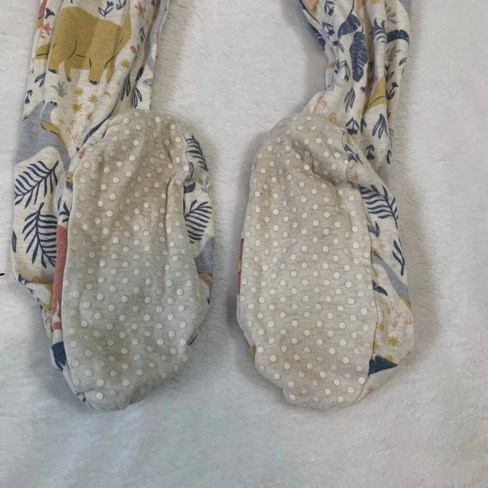 5/$25 Old Navy Kids Dinosaur Print Footed Pajamas 4T Beige Two‎ Way Zip Sleeper